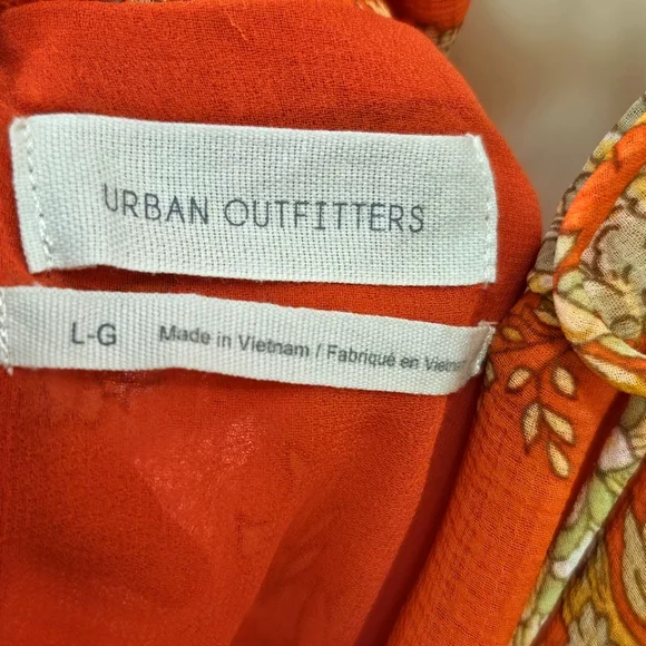 Urban Outfitters Orange/Yellow MultiColor Floral Strappy Ruffle Maxi Dress,Large - Picture 16 of 16